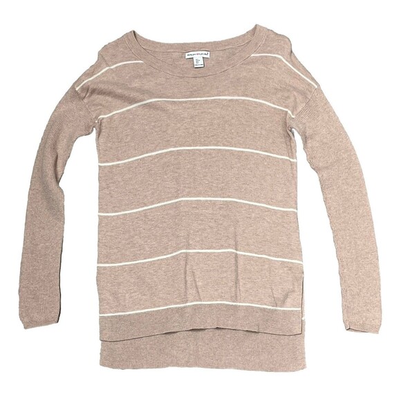 Wearing‎ Your Heart on Your Sleeve Sweater Pink Stripe Long Back Split Hem Small - Picture 1 of 5